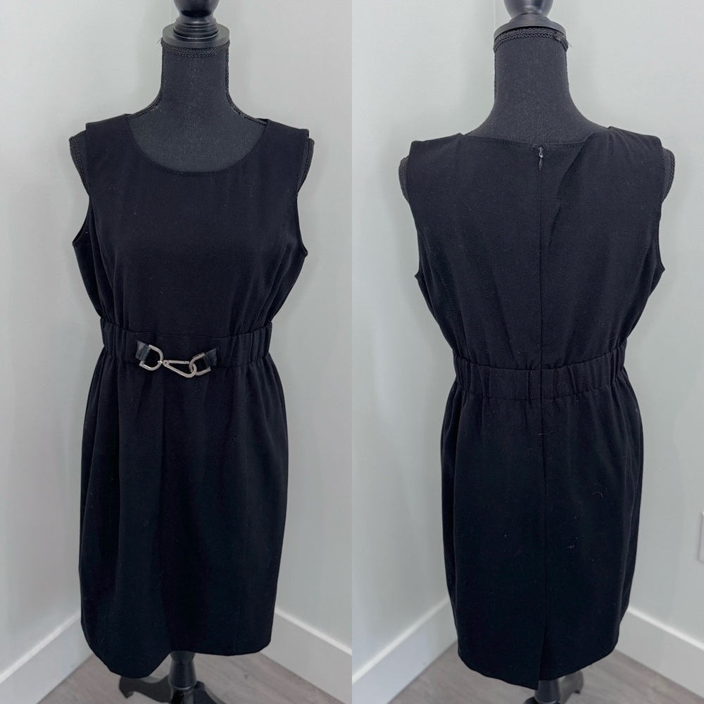 Calvin Klein Black Belted Midi Casual Sleeveless Dress (Sz 8)
